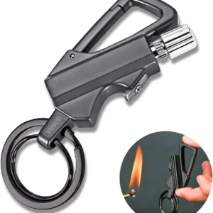 Flint Fire Starter Keychain Lighter with Bottle Opener,
