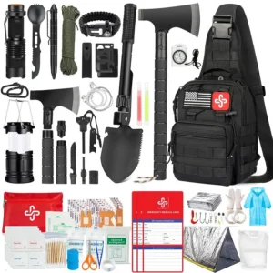 Kit, 262Pcs Survival Gear and Supplies with First Aid Kit Pouch and Crossbody Bag,