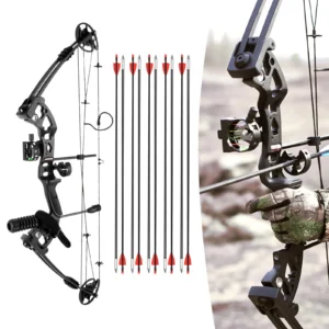 Right Handed Compound Bow Kit Adults and Teens Compound with 12 Arrows 30-55lbs Adjustable