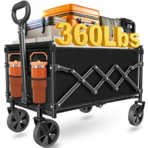 Foldable Collapsible Beach Wagon Cart with Wheels for Sand
