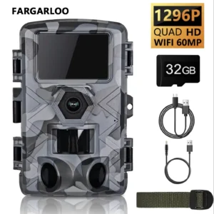 WiFi Trail Camera, 60MP Wildlife Hunting Camera with APP Control, Motion Detection, 32GB TF Card Included,