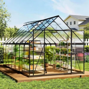 8x14 Aluminum Frame Polycarbonate Greenhouse Lockable Door Adjustable Roof Vent Heavy